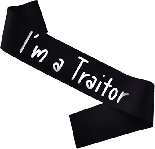 Schärpe mit der Aufschrift "I'm a Traitor", Verräter, Abschiedsparty, Umzug, Jobwechsel, Ruhestand, Geschenke für Kollegen, Frauen, Männer, Abschiedsparty, Schwarz / silberfarben Schärpe mit der Aufschrift "I'm a Traitor", Verräter, Abschiedsparty, Umzug, Jobwechsel, Ruhestand, Geschenke für Kollegen, Frauen, Männer, Abschiedsparty, Schwarz / silberfarben von YICRESITY