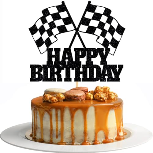 Tortenaufsatz mit Rennwagenmotiv – glitzerndes Rennwagen-Thema, Happy Birthday, Kuchendekoration, karierte Flagge, Kuchendekoration für Jungen, Kinder, Männer, Babyparty, Geburtstagsparty Tortenaufsatz mit Rennwagenmotiv – glitzerndes Rennwagen-Thema, Happy Birthday, Kuchendekoration, karierte Flagge, Kuchendekoration für Jungen, Kinder, Männer, Babyparty, Geburtstagsparty von YICRESITY