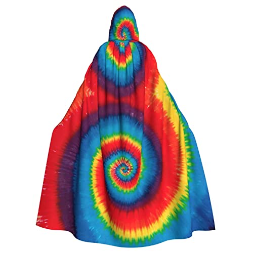 Batikmuster Erwachsene Herren Kostüm Umhang 150 cm Hexe Halloween Umhang Kapuze Cosplay Kostüm Unisex Robe von YIDUODUOX