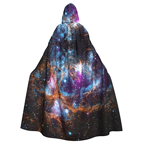 Universe Galaxy Space Erwachsene Herren Kostüm Umhang 150 cm Hexe Halloween Umhang Kapuze Cosplay Kostüm Unisex Robe von YIDUODUOX