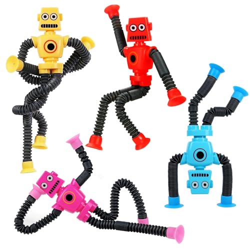 Stressabbau-Fidget-Spielzeug, Röhren, Roboterspielzeug, 4 Stück, Teleskop-Saugnapf-Roboterspielzeug, Partytütenfüller für Jungen und Mädchen, Squishy-Spielzeug, Roboterform, ändernde Teleskopröhre Stressabbau-Fidget-Spielzeug, Röhren, Roboterspielzeug, 4 Stück, Teleskop-Saugnapf-Roboterspielzeug, Partytütenfüller für Jungen und Mädchen, Squishy-Spielzeug, Roboterform, ändernde Teleskopröhre von YIGAARUI