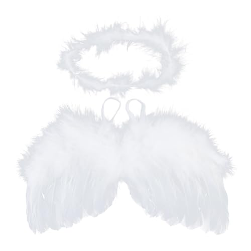 YIGZYCN 2Pcs Baby Weiß Engel Flügel Stirnband Fotografie Requisiten Engel Feder Flügel Fotografia Kostüm Outfits Foto Zubehör von YIGZYCN