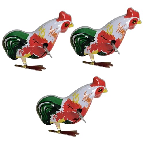YIGZYCN 3vieces Metal Jumping Rooster Toy Klassische Blechplatten Windup Designs Für Nostalgische Spaß Und Home Office Tischdekoration von YIGZYCN