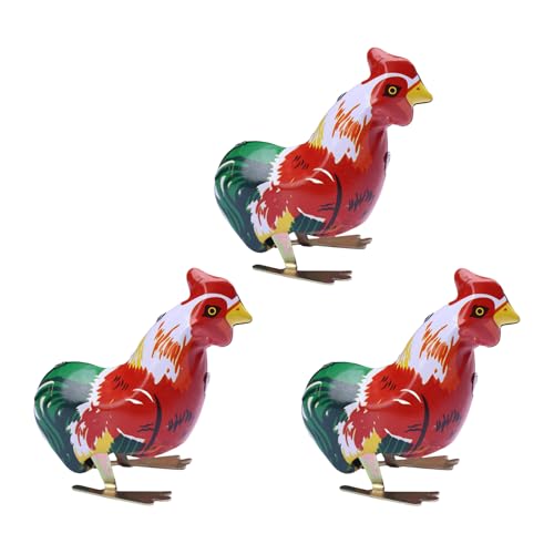 YIGZYCN 3vieces Metal Jumping Rooster Toy Klassische Blechplatten Windup Designs Für Nostalgische Spaß Und Home Office Tischdekoration von YIGZYCN