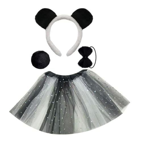 YIGZYCN 4/6-teiliges Panda-Kostüm-Set, Panda-Ohren, Stirnband, Schwanz, Tutu, Rock, Handschuhe für Halloween, Weihnachten, Party, Tier-Cosplay-Kostüm YIGZYCN 4/6-teiliges Panda-Kostüm-Set, Panda-Ohren, Stirnband, Schwanz, Tutu, Rock, Handschuhe für Halloween, Weihnachten, Party, Tier-Cosplay-Kostüm von YIGZYCN