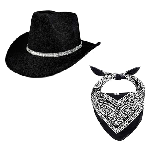 YIGZYCN Bandana und Hut mit Kristall-Panama-Hut für Junggesellinnenabschiede, Cocktailpartys, Urlaubsrequisiten von YIGZYCN