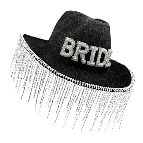 YIGZYCN Beliebter Brauthut mit künstlichen Perlen und Strass-Quasten für modischen Junggesellinnenabschied, Brautparty, Kopfschmuck YIGZYCN Beliebter Brauthut mit künstlichen Perlen und Strass-Quasten für modischen Junggesellinnenabschied, Brautparty, Kopfschmuck von YIGZYCN