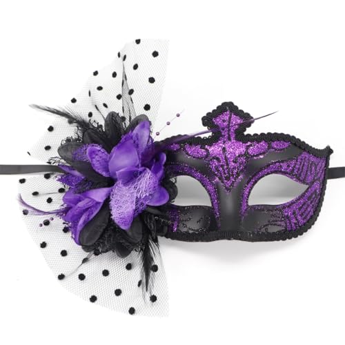 YIGZYCN Blumendekoration, Maskerade, Halbgesichtsmaske, Halloween-Party-Maske, gefiederte Maskerade, Brillen für Frauen, Cosplay von YIGZYCN