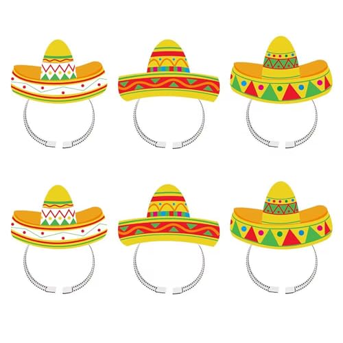 YIGZYCN Buntes Sombrero-Stirnbänder-Set für Festivals und Geburtstage, 6-teiliges Kopfbedeckung, Kopfbedeckung, Motto-Party-Dekoration YIGZYCN Buntes Sombrero-Stirnbänder-Set für Festivals und Geburtstage, 6-teiliges Kopfbedeckung, Kopfbedeckung, Motto-Party-Dekoration von YIGZYCN