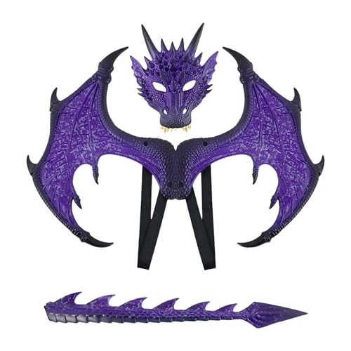 YIGZYCN Drachenflügelschwanz und Set, Halloween-Drachen-Kostüm mit elastischem Riemen für Kinder, Jungen, Mädchen, Dinosaurier-Cosplay-Set YIGZYCN Drachenflügelschwanz und Set, Halloween-Drachen-Kostüm mit elastischem Riemen für Kinder, Jungen, Mädchen, Dinosaurier-Cosplay-Set von YIGZYCN
