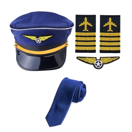 YIGZYCN Fluglinie-Kapitän Kostüm für Erwachsene, Piloten, Cosplay, Zubehör, Uniform, Epaulette, Hut, Krawatte, Flugbegleiter, Rollenspiel-Outfit YIGZYCN Fluglinie-Kapitän Kostüm für Erwachsene, Piloten, Cosplay, Zubehör, Uniform, Epaulette, Hut, Krawatte, Flugbegleiter, Rollenspiel-Outfit von YIGZYCN