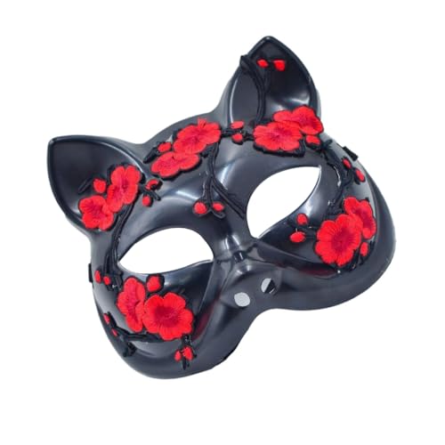 YIGZYCN Halbgesichtsmaske mit Blumenmuster, Maskerade, Kostüm-Zubehör für Damen, Halloween von YIGZYCN