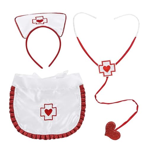 YIGZYCN Halloween-Krankenschwester-Kostüm-Zubehör mit Stirnband, Schürze, Stethoskop für Damen YIGZYCN Halloween-Krankenschwester-Kostüm-Zubehör mit Stirnband, Schürze, Stethoskop für Damen von YIGZYCN