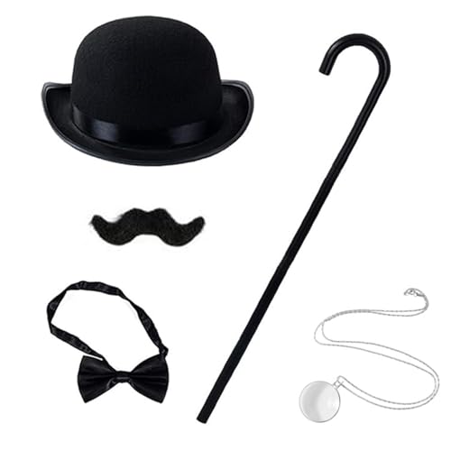 YIGZYCN Halloween Monopolys Mann Kostümzubehör Herren Kostüm Bowler Schnurrbart Monocle Cane Krawatte Rich Man Kostüm YIGZYCN Halloween Monopolys Mann Kostümzubehör Herren Kostüm Bowler Schnurrbart Monocle Cane Krawatte Rich Man Kostüm von YIGZYCN