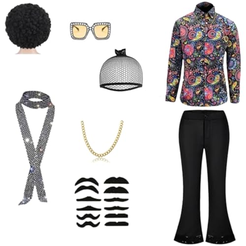 YIGZYCN Herren 70er Jahre Disco Outfit Kostüm 60er 70er 80er Disco Set für Halloween Cosplay Party YIGZYCN Herren 70er Jahre Disco Outfit Kostüm 60er 70er 80er Disco Set für Halloween Cosplay Party von YIGZYCN