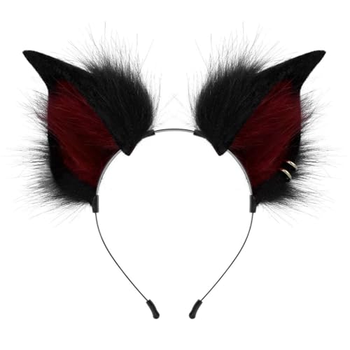 YIGZYCN Katzen-Cosplay-Set, Plüschohren mit Ohrring und Schwanz, Kostüm für Halloween-Party-Spaß von YIGZYCN