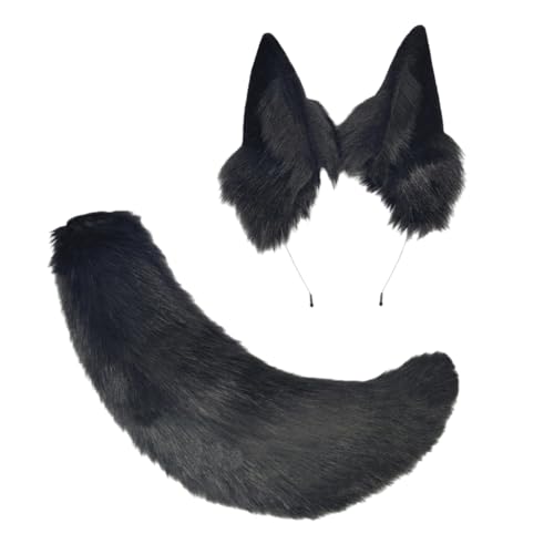 YIGZYCN Katzen Ohr und Schwanz Set Kunstpelze Füchse Wolf Ohr Stirnband mit Schwanz Halloween Weihnachten Cosplay Party Kostüm Zubehör von YIGZYCN