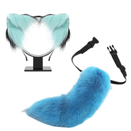 YIGZYCN Katzen-Ohren- und Schwanz-Set, Kunstfell, Füchse, Wolfsohr, Stirnband mit Schwanz, Halloween, Weihnachten, Cosplay, Party, Kostümzubehör YIGZYCN Katzen-Ohren- und Schwanz-Set, Kunstfell, Füchse, Wolfsohr, Stirnband mit Schwanz, Halloween, Weihnachten, Cosplay, Party, Kostümzubehör von YIGZYCN