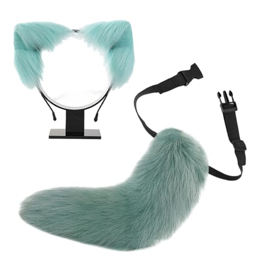 YIGZYCN Katzen-Ohren- und Schwanz-Set, Kunstfell, Füchse, Wolfsohr, Stirnband mit Schwanz, Halloween, Weihnachten, Cosplay, Party, Kostümzubehör YIGZYCN Katzen-Ohren- und Schwanz-Set, Kunstfell, Füchse, Wolfsohr, Stirnband mit Schwanz, Halloween, Weihnachten, Cosplay, Party, Kostümzubehör von YIGZYCN