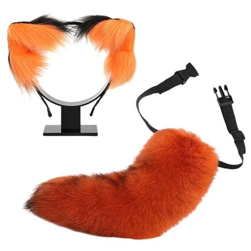 YIGZYCN Katzen-Ohren- und Schwanz-Set, Kunstfell, Füchse, Wolfsohr, Stirnband mit Schwanz, Halloween, Weihnachten, Cosplay, Party, Kostümzubehör YIGZYCN Katzen-Ohren- und Schwanz-Set, Kunstfell, Füchse, Wolfsohr, Stirnband mit Schwanz, Halloween, Weihnachten, Cosplay, Party, Kostümzubehör von YIGZYCN