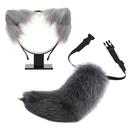 YIGZYCN Katzen-Ohren- und Schwanz-Set, Kunstfell, Füchse, Wolfsohr, Stirnband mit Schwanz, Halloween, Weihnachten, Cosplay, Party, Kostümzubehör YIGZYCN Katzen-Ohren- und Schwanz-Set, Kunstfell, Füchse, Wolfsohr, Stirnband mit Schwanz, Halloween, Weihnachten, Cosplay, Party, Kostümzubehör von YIGZYCN