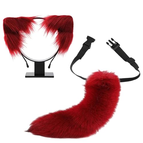 YIGZYCN Katzen-Ohren- und Schwanz-Set, Kunstfell, Füchse, Wolfsohr, Stirnband mit Schwanz, Halloween, Weihnachten, Cosplay, Party, Kostümzubehör YIGZYCN Katzen-Ohren- und Schwanz-Set, Kunstfell, Füchse, Wolfsohr, Stirnband mit Schwanz, Halloween, Weihnachten, Cosplay, Party, Kostümzubehör von YIGZYCN