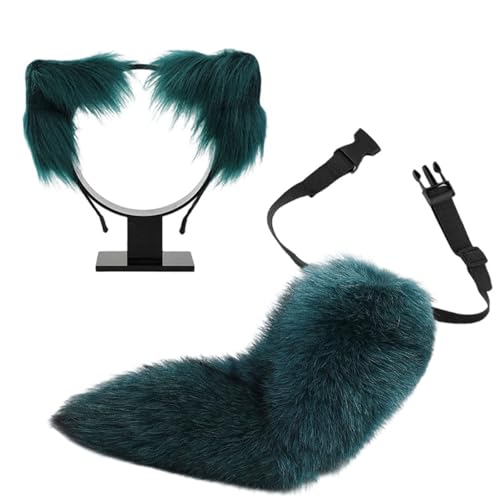 YIGZYCN Katzen-Ohren- und Schwanz-Set, Kunstfell, Füchse, Wolfsohr, Stirnband mit Schwanz, Halloween, Weihnachten, Cosplay, Party, Kostümzubehör YIGZYCN Katzen-Ohren- und Schwanz-Set, Kunstfell, Füchse, Wolfsohr, Stirnband mit Schwanz, Halloween, Weihnachten, Cosplay, Party, Kostümzubehör von YIGZYCN