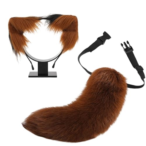 YIGZYCN Katzen-Ohren- und Schwanz-Set, Kunstfell, Füchse, Wolfsohr, Stirnband mit Schwanz, Halloween, Weihnachten, Cosplay, Party, Kostümzubehör YIGZYCN Katzen-Ohren- und Schwanz-Set, Kunstfell, Füchse, Wolfsohr, Stirnband mit Schwanz, Halloween, Weihnachten, Cosplay, Party, Kostümzubehör von YIGZYCN