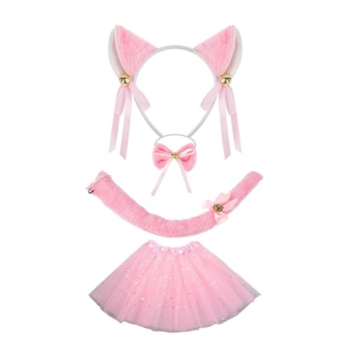 YIGZYCN Katzenkostüm-Set, Katzenohren, Stirnbänder, Schwanz, Schleifen, Tutu, Gesicht, Aufkleber, Tier-Cosplay-Kostüme für Halloween, Weihnachtsfeier YIGZYCN Katzenkostüm-Set, Katzenohren, Stirnbänder, Schwanz, Schleifen, Tutu, Gesicht, Aufkleber, Tier-Cosplay-Kostüme für Halloween, Weihnachtsfeier von YIGZYCN