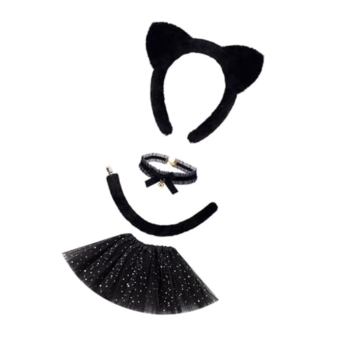 YIGZYCN Katzenkostüm-Set, Ohren, Schwanz, Choker, Tutu, Rock, Tier-Kostüm, Zubehör für Kinder, Mädchen, Halloween, Cosplays, Requisiten YIGZYCN Katzenkostüm-Set, Ohren, Schwanz, Choker, Tutu, Rock, Tier-Kostüm, Zubehör für Kinder, Mädchen, Halloween, Cosplays, Requisiten von YIGZYCN