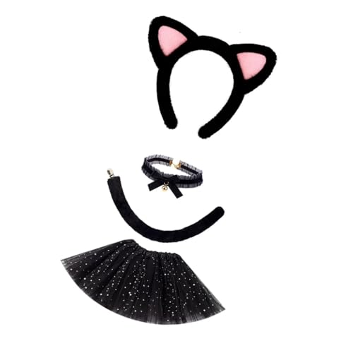 YIGZYCN Katzenkostüm-Set, Ohren, Schwanz, Choker, Tutu, Rock, Tier-Kostüm, Zubehör für Kinder, Mädchen, Halloween, Cosplays, Requisiten YIGZYCN Katzenkostüm-Set, Ohren, Schwanz, Choker, Tutu, Rock, Tier-Kostüm, Zubehör für Kinder, Mädchen, Halloween, Cosplays, Requisiten von YIGZYCN