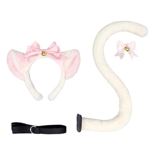 YIGZYCN Kitten Cosplay Kostüm Ohrstirnband Bowknot Schwanz Für Frauen Mädchen Halloween Rollenspiele Outfitzubehör von YIGZYCN