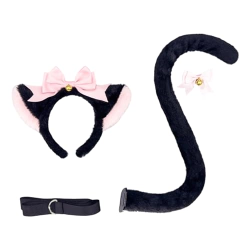 YIGZYCN Kitten Cosplay Kostüm Ohrstirnband Bowknot Schwanz Für Frauen Mädchen Halloween Rollenspiele Outfitzubehör von YIGZYCN
