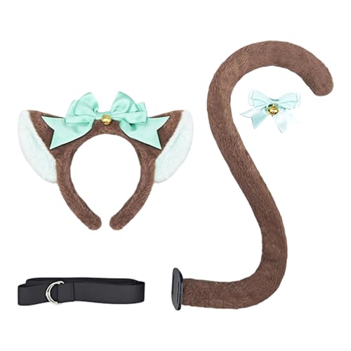 YIGZYCN Kitten Cosplay Kostüm Ohrstirnband Bowknot Schwanz Für Frauen Mädchen Halloween Rollenspiele Outfitzubehör von YIGZYCN
