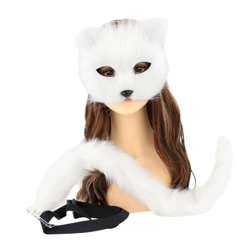 YIGZYCN Kunstpelze Füchse Schwanz Katzen Maske Therians Maske und Schwanz für Halloween Cosplay Party YIGZYCN Kunstpelze Füchse Schwanz Katzen Maske Therians Maske und Schwanz für Halloween Cosplay Party von YIGZYCN