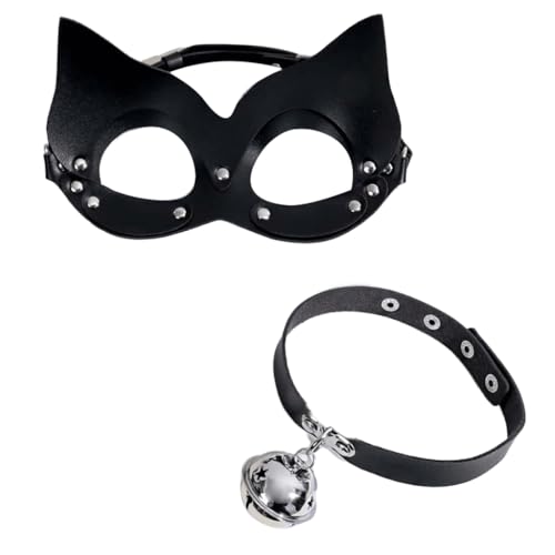 YIGZYCN Maskerade Catgirl Halbgesichtsmaske mit Nieten, Lederhalsband für Damen, Cosplay YIGZYCN Maskerade Catgirl Halbgesichtsmaske mit Nieten, Lederhalsband für Damen, Cosplay von YIGZYCN