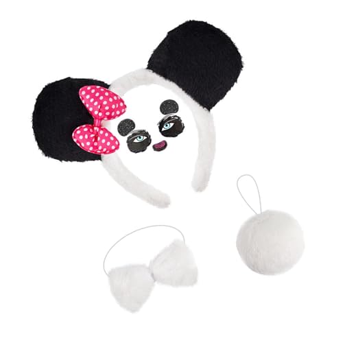 YIGZYCN Panda-Kostüm-Set, Panda-Ohren, Stirnband, Schwanz für Halloween, Weihnachten, Tierparty, Cosplay, Kostüm für Kinder und Mädchen, 4-teilig YIGZYCN Panda-Kostüm-Set, Panda-Ohren, Stirnband, Schwanz für Halloween, Weihnachten, Tierparty, Cosplay, Kostüm für Kinder und Mädchen, 4-teilig von YIGZYCN