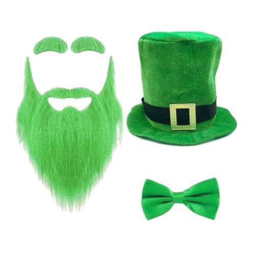 YIGZYCN Patricks Day Kostüm-Set, Kobold, Hut, Augenbrauen, Schnurrbart, Schuhe, Abdeckungen für Party, Kostüm, irisches Festival, Zubehör, Kobold-Kostüm YIGZYCN Patricks Day Kostüm-Set, Kobold, Hut, Augenbrauen, Schnurrbart, Schuhe, Abdeckungen für Party, Kostüm, irisches Festival, Zubehör, Kobold-Kostüm von YIGZYCN