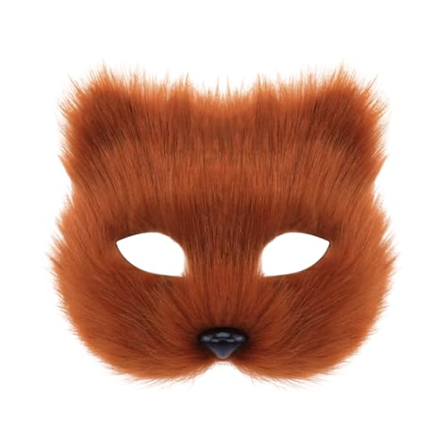 YIGZYCN Plüsch-Tiermaske, pelzige Katzen, halbe Gesichtsmaske für Erwachsene, Maskerade, Halloween, Party, Cosplay, Kostüm, Zubehör, Brillen von YIGZYCN