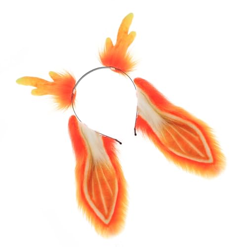 YIGZYCN Rentiergeweih Stirnband Hasenschwanz Tierohren Stirnband Hirschgeweih Haarband Halloween Cosplay Kostüm Hirsch Kostüm von YIGZYCN