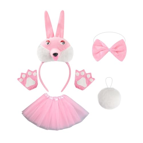YIGZYCN Tier-Cosplay-Kostüme, Hasen-Stirnband, Tutu-Schwanz, Handschuhe, Halloween, Party-Requisiten von YIGZYCN