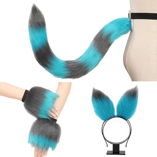YIGZYCN Tier-Kostüm-Set, Plüsch-Ohr-Stirnband, pelziger Schwanz, Handgelenkmanschetten für Damen, Halloween YIGZYCN Tier-Kostüm-Set, Plüsch-Ohr-Stirnband, pelziger Schwanz, Handgelenkmanschetten für Damen, Halloween von YIGZYCN