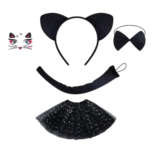YIGZYCN Tier-Kostüm-Set für Kinder, Zubehör, Katzen, Cosplay, Halloween, 5-teilig von YIGZYCN