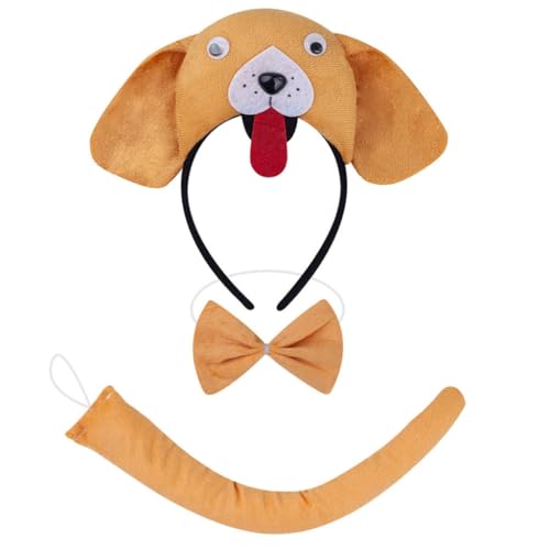 YIGZYCN Tierkostüm Maus/Hundeohren Stirnband Schwanz Fliege für Halloween Cosplay Party von YIGZYCN
