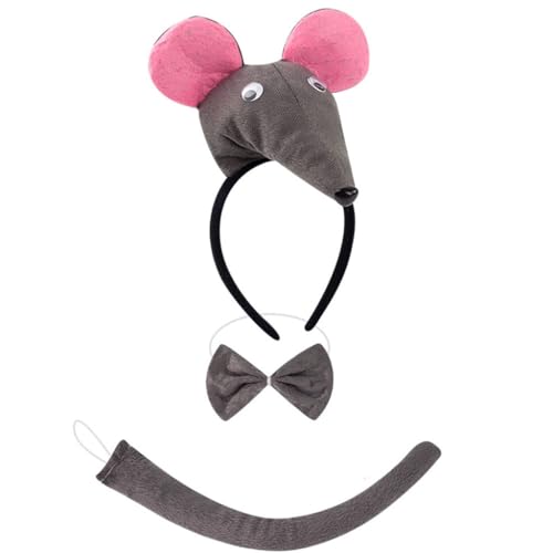 YIGZYCN Tierkostüm Maus / Hundeohren Stirnband Schwanz Fliege für Halloween Cosplay Party von YIGZYCN