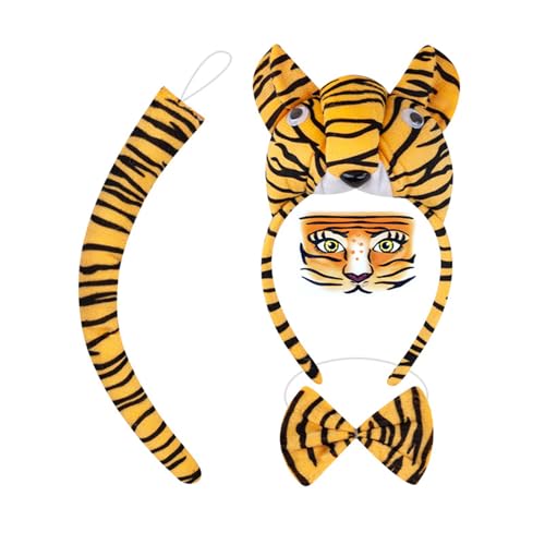 YIGZYCN Tiger-Kostüm für Kinder, Mädchen, inklusive Ohr, Stirnband, Fliege, Handschuhe, Tutus, Schwanz, Zubehör für Tier, Halloween, Cosplay, Party von YIGZYCN
