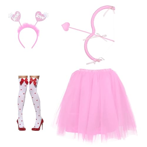 YIGZYCN Valentinstags-Amor-Kostüm, Schleifen, Pfeile, Herz, Stirnband, Tutus, Rock, Engel, Kostümzubehör für Halloween, Party, Valentinstag, Amor-Kostüm-Set YIGZYCN Valentinstags-Amor-Kostüm, Schleifen, Pfeile, Herz, Stirnband, Tutus, Rock, Engel, Kostümzubehör für Halloween, Party, Valentinstag, Amor-Kostüm-Set von YIGZYCN