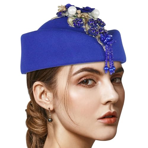 YIGZYCN Vintage Faszinatorhut Wolle Kristallblume Gepflasterte Stewardess Für Cocktailparty 1920er Kostümzubehör Flapper von YIGZYCN