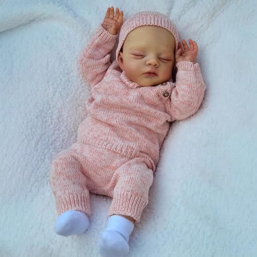 YIHANGG 48cm Realistisch Neugeborene Puppe Lebensecht Reborn Baby Puppe Kleinkind Prinzessin Puppe Sichtbare Adern Kinder Dress Up Geburtstag Geschenke(Pink) von YIHANGG