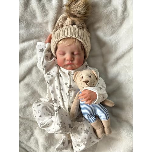 YIHANGG Reborn Baby Neugeborene Vollsilikon Lebensecht Mädchen Geschlossene Augen 50cm Reborn Babypuppen wie Echt Schlafend Geburtstag Weihnachten Geschenk von YIHANGG